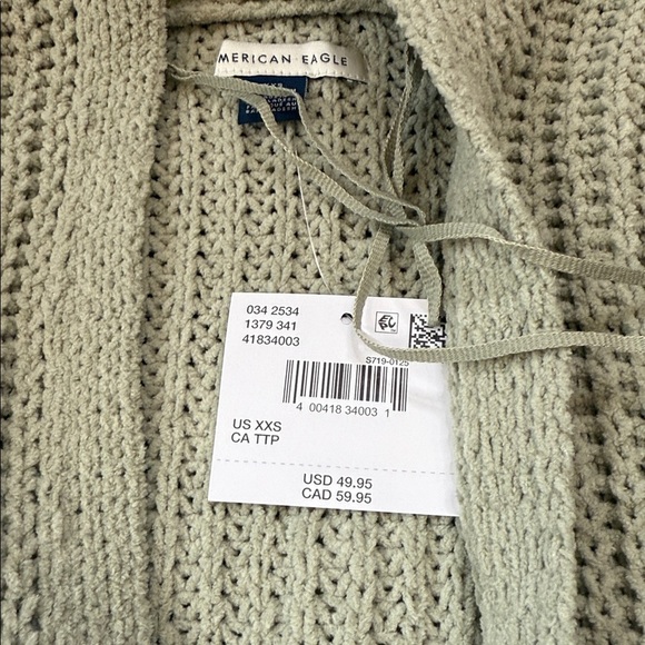 American Eagle Outfitters Open-Front Cardigan - Light Olive - Picture 5 of 5